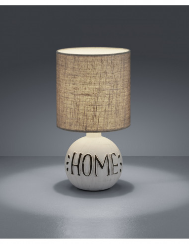 Lampada Da Tavolo Esna Ceramica "HOME" E Paralume Cappuccino Ø16 cm Trio Lighting