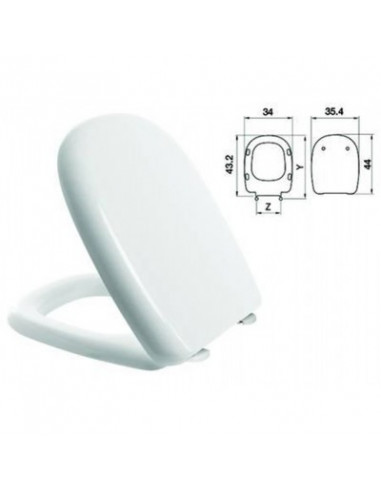 Sedile WC in termoindurente "Five" bianco con cerniere inox H025S - FER 410762