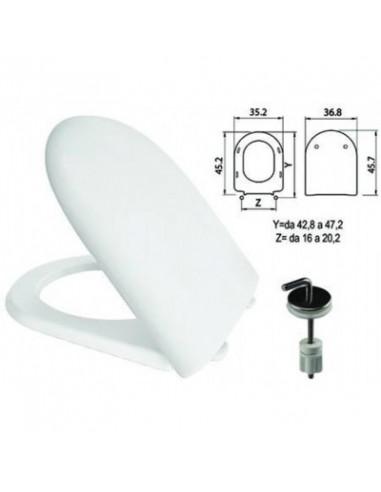 Sedile WC in termoindurente "Luna 2" bianco con cerniere inox H050 - FER 410786.