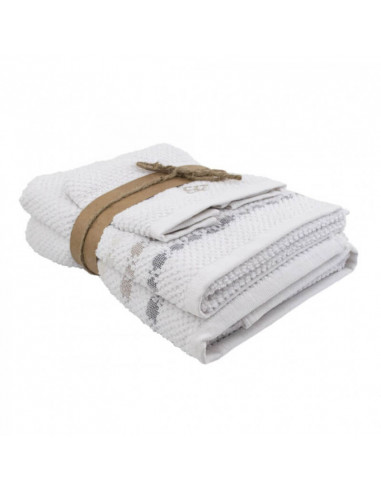 Set di asciugamani in cotone naturale Blanche - 3 pezzi