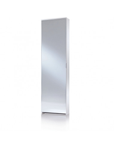 Scarpiera Specchio Con Cinque Contenitori Fino A 10 Paia Di Scarpe bianco specchio
