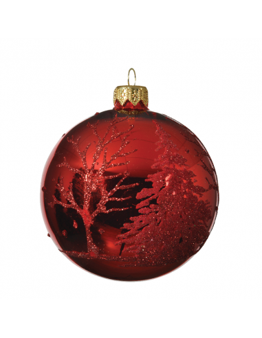 Pallina di Natale colore rosso con decoro in rilievo Ø8 cm