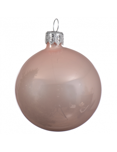 Pallina di Natale in vetro rosa lucida Ø10 cm