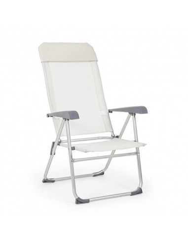 Garden lounge chair in aluminum and White CROSS fabric 58x62,5x h110 cm