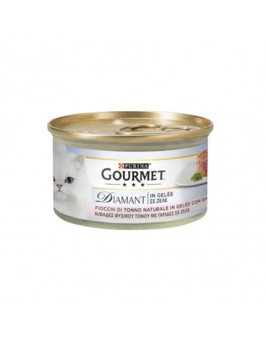 Gourmet Diamant con fiocchi di tonno in gelatina e gamberetti Purina 85 grammi