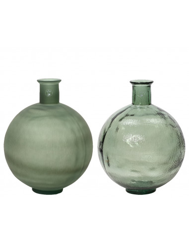 Vaso in vetro riciclato lucido opaco con coste a 2 colori assortiti H 44 Ø 34 cm