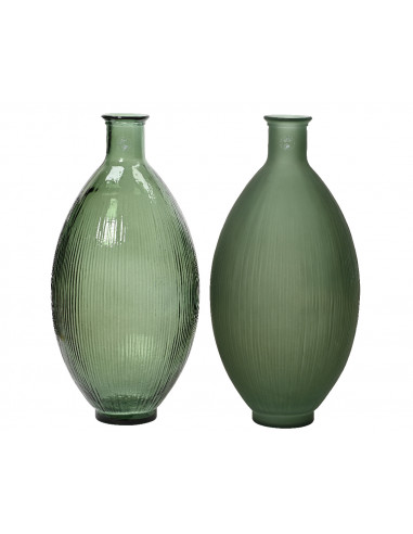 Vaso in vetro riciclato lucido opaco con coste a 2 colori assortiti H 59 Ø 29 cm