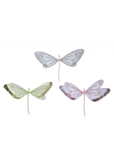con libellula in organza e perline glitter clip assortito a 3 colori 34 x 20 x 1 cm