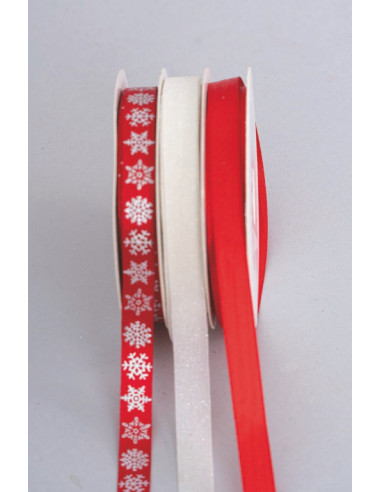 Rocchetto A 3 Mm.10Xmt.9 Rosso/Avorio Glitter/Fiocchi Neve Displ decorazione di Natale