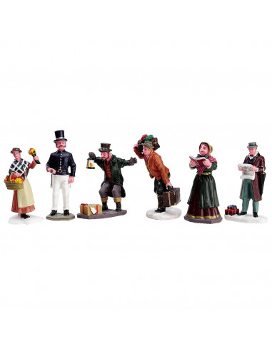 Lemax Townsfolk Figurines Set Of 6 - Set Di 6 Figurine Di Cittadini Gioco invernale decorazione per villaggio Natale