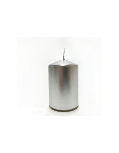 Candela cilindrica argento  diametro cm 5 x 8 h 