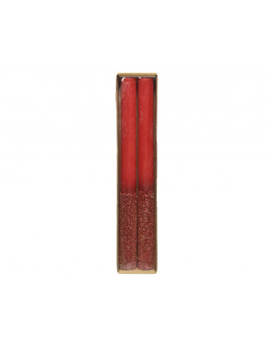 Candele colore rosso con glitter H 25 cm