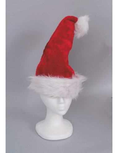 Cappello Velluto Rosso Cm.30X44 C/Bordo E Pon-Pon Peluche Bianco Bst decorazione di Natale