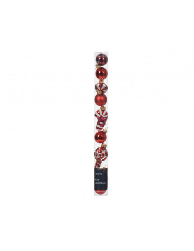 Pallina di Natale Figura di vetro lucido-opaco-miscela colore Natale rosso/colore  L 2.8cm x P 2.7cm x H 6cm