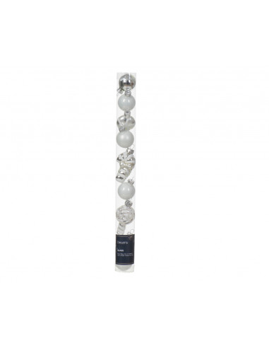 Pallina di Natale Figura di vetro lucido-opaco-miscela colore bianco/argento L 2.8cm x P 2.7cm x H 6cm