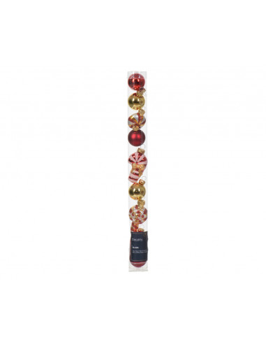 Pallina di Natale Figura di vetro lucido-opaco-miscela colore rosso/oro L 2.8cm x P 2.7cm x H 6cm
