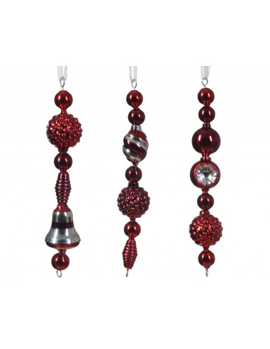 Pallina di Natale Ghirlanda di perle di vetro miste colore Natale rosso/colore  H 15cm x ø 3cm