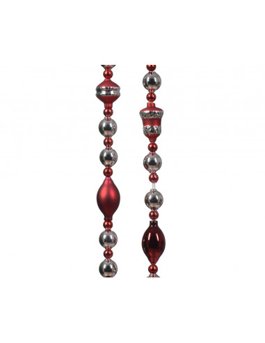 Pallina di Natale Ghirlanda di perline in vetro antico colore Natale rosso/colore  H 180cm x ø 3cm