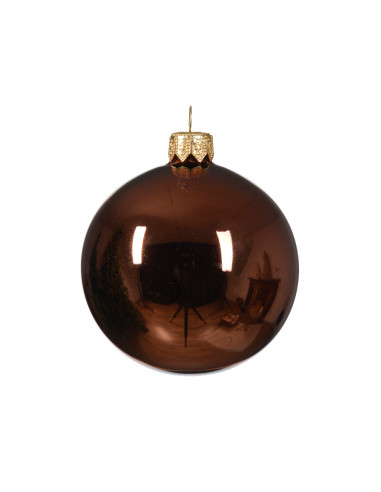 Pallina di Natale Gioielli di vetro lucido colore caffè ø 8cm