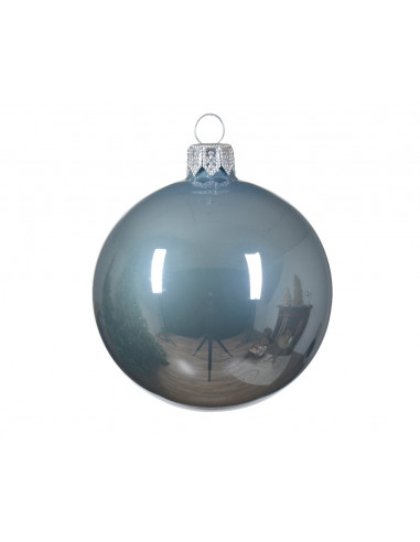 Pallina di Natale Gioielli di vetro smaltato colore azzurro velato ø 6cm