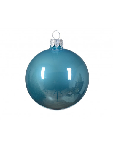 Pallina di Natale Gioielli di vetro smaltato colore zucchero blu ø 6cm