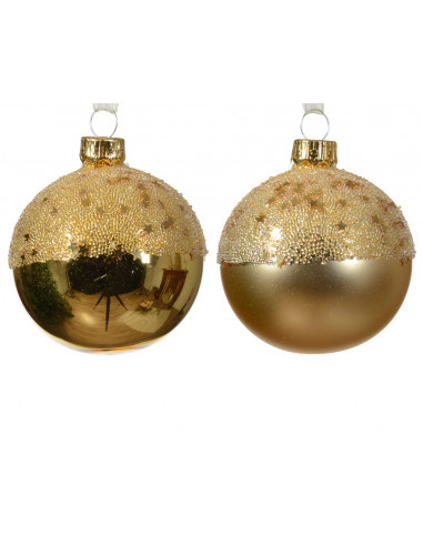 Pallina di Natale Globo di vetro opaco lucido ballotine a forma di stella con cima a 2 colori colore oro chiaro ø 6cm