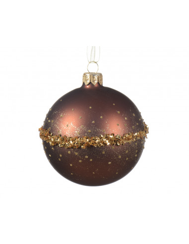 Pallina di Natale Vetro opaco a forma di pallina con effetto ghiaccio croccante colore caffè ø 8cm