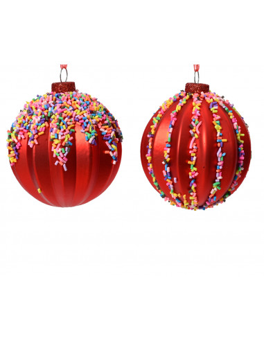 Pallina di Natale Vetro per palline con macchie 2ass colore Natale rosso/colore  ø 8cm