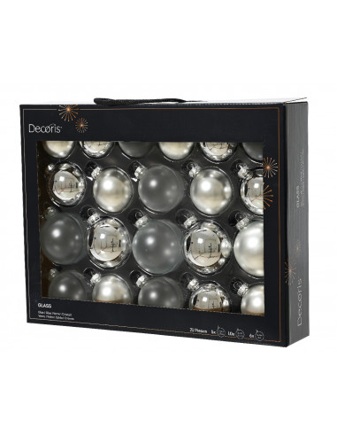 Pallina di Natale Vetro sfera lucido opaco trasparente misto colore argento ø 7cm