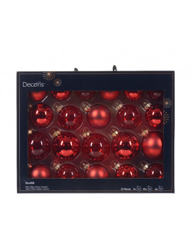 Pallina di Natale Vetro sfera lucido opaco trasparente misto colore rosso natalizio ø 7cm