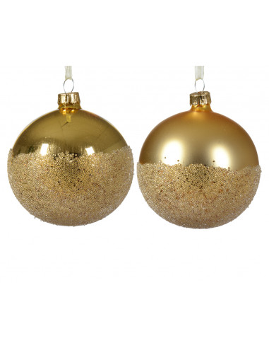 Pallina di Natale Vetro sfera lucido-opaco ballotine fondo 2col asse colore oro chiaro ø 8cm