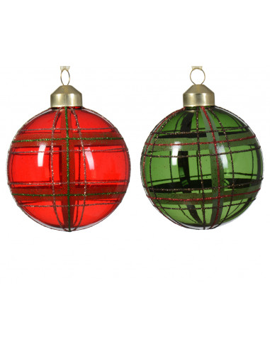 Pallina di Natale Vetro trasparente con brillantini a linee incrociate colori assortiti colore assortito ø 8cm