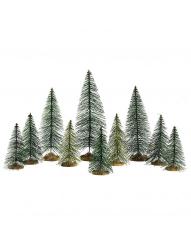 Lemax Needle Pine Trees Set Of 10 - Set di 10 alberi di pino aghi per villaggio di Natale