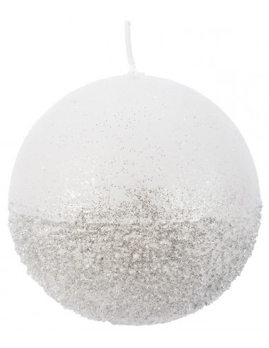 Elegante Candela con Glitter Bianco, 8 cm di Altezza
