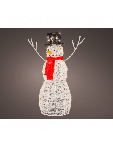 Pupazzo di Neve Illuminato in Acrilico LED - 120 Luci - Effetto Lampeggiante - 78x46x102cm
