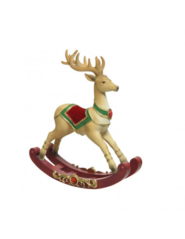 Renna a Dondolo H60 - Aggiungi un tocco festivo al tuo arredamento con questa graziosa renna a dondolo alta 60 cm