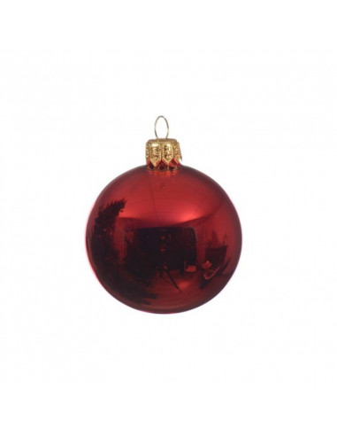 Decorazione albero di Natale Pallina in vetro   rosso lucido cm 8