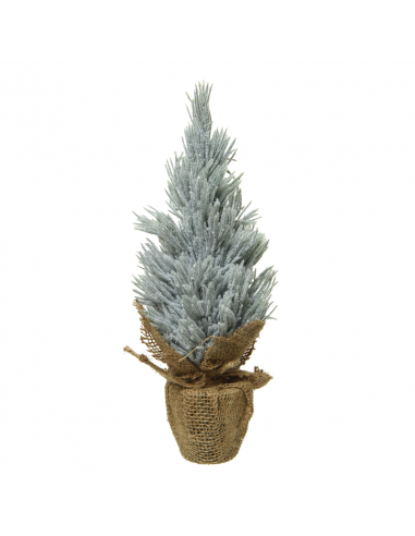 Mini albero di Natale innevato argento H 30 x Ø 12 cm