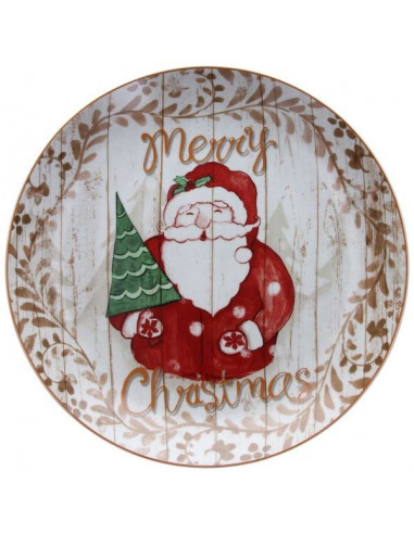 Piatto Panettone Babbo Natale Porcellana Multicolor 30,5 cm x 3,5 cm