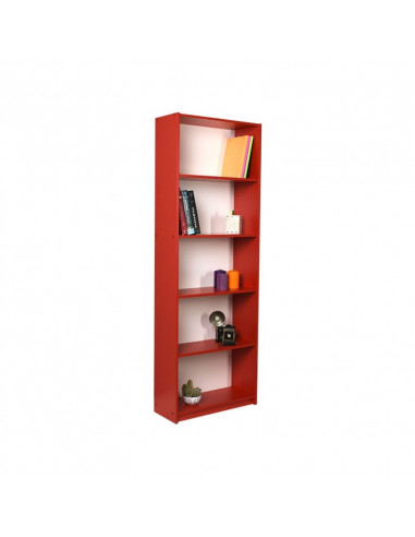 Libreria ufficio salotto scaffale con ripiani rossa cm 58x23xh.170