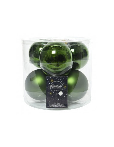 Box sei palline verde scuro assortite opaco lucido diam. 8
