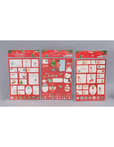 50 Adesivi Chiudipacco Carta Su Cartella Cm.21X35 Modelli Assortitoi decorazione di Natale