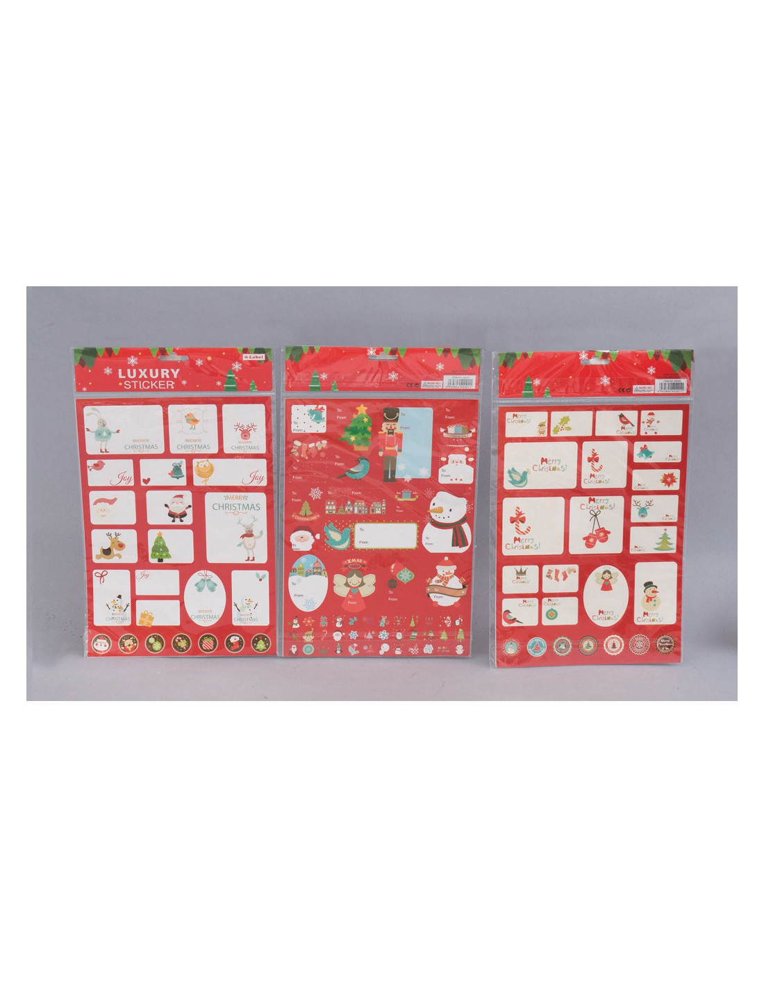 50 Adesivi Chiudipacco Carta Su Cartella Cm.21X35 Modelli Assortitoi  decorazione di Natale