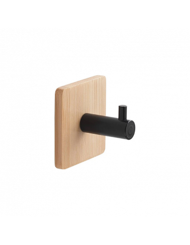 Appendiabiti singolo in bambù e nero dal design quadrato elegante.