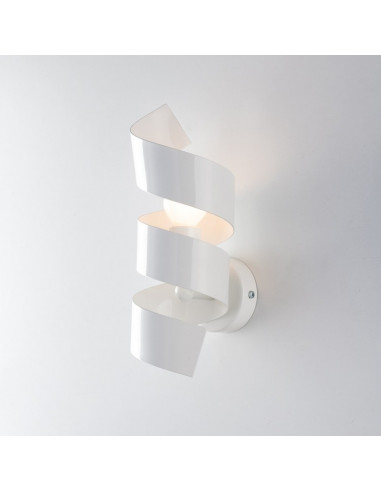 Applique moderna spirale  in ferro una luce Bianco 13x h28 cm