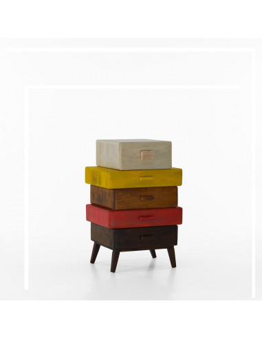 Cassettiera moderna legno marrone e multicolor cm 57 x 45 x h 110