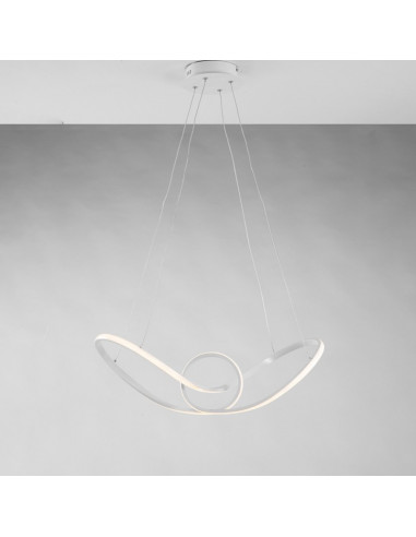 Lampadario a sospensione in metallo e alluminio Bianco con LED integrato 68x24x h 150 cm