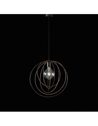 Lampadario a sospensione moderno in ferro Nero decorazione Rame una luce 42x h45 cm
