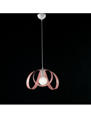 Lampadario cameretta  sospensione in ferro Bianco Rosa una luce 32x h24 cm