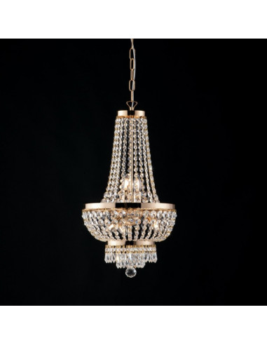 Lampadario imperiale in ferro e ottone Oro con stass cinque luci 35x h70 cm
